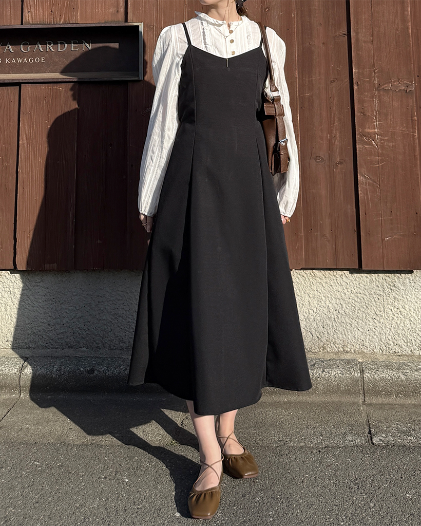 シンプルビスチェロングワンピース