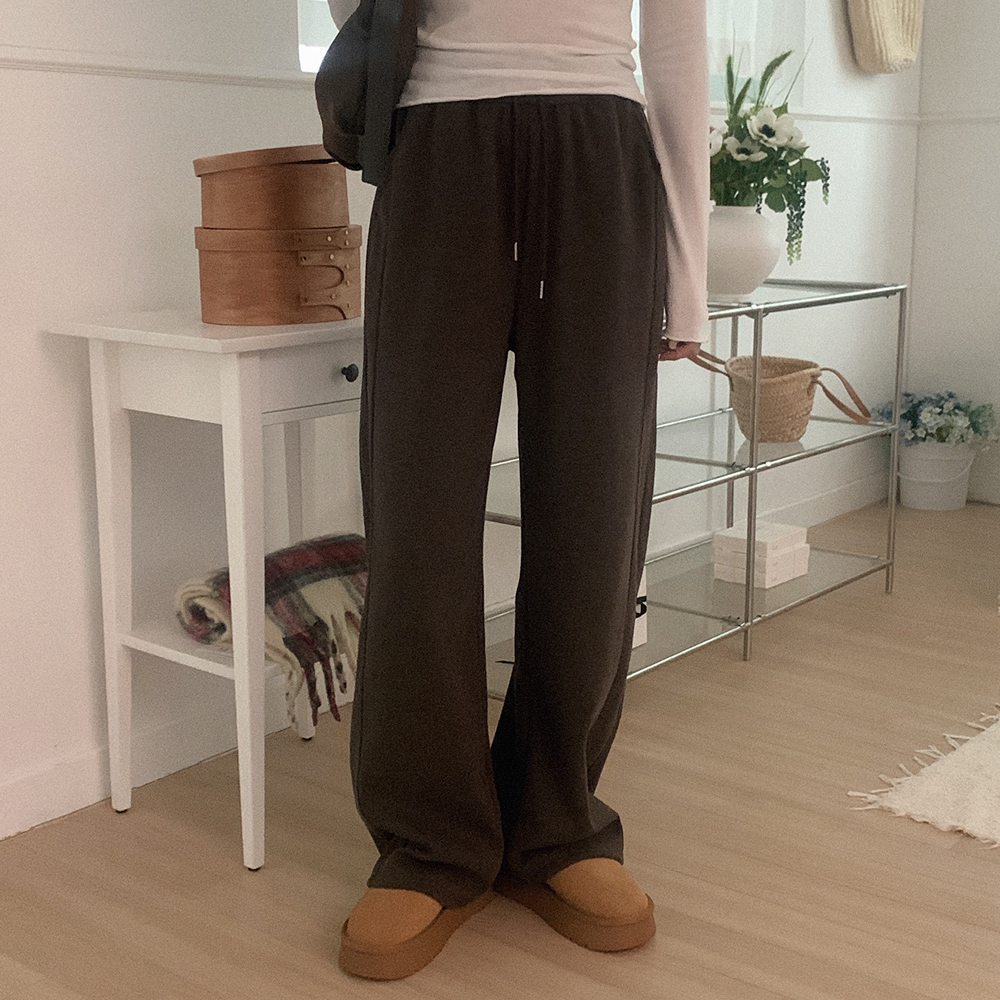 裏起毛 ウエストゴム ワイドパンツ