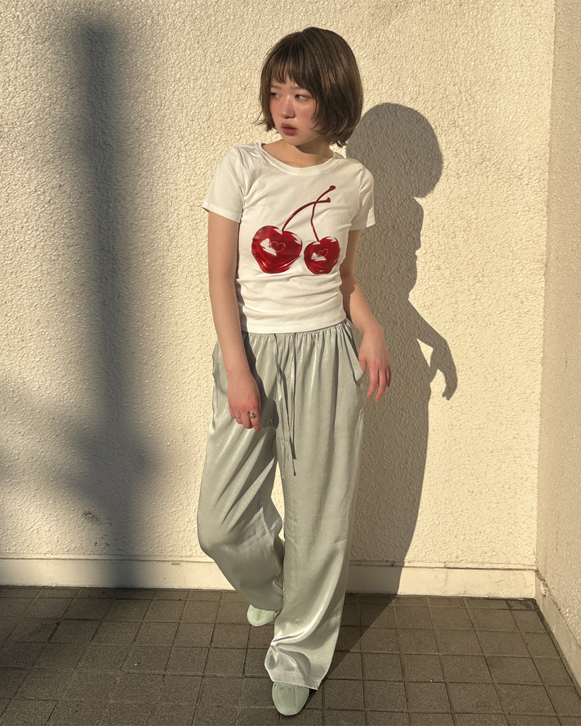 ウエストストリングシルクワイドパンツ