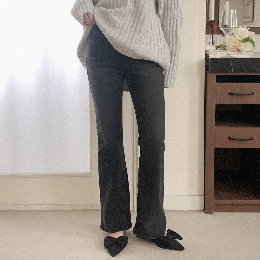 裏起毛 ブーツカット デニム パンツ