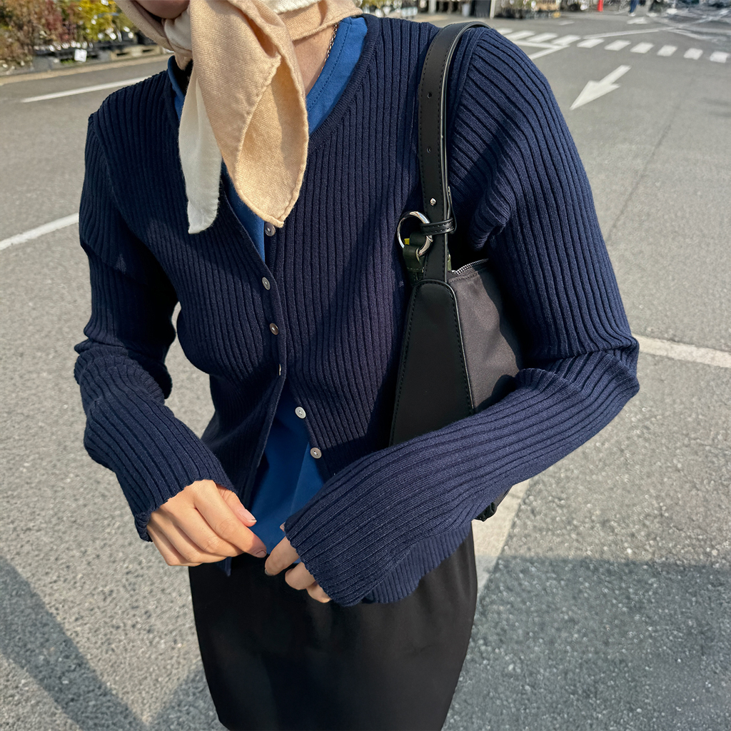 シンプルリブカーディガン