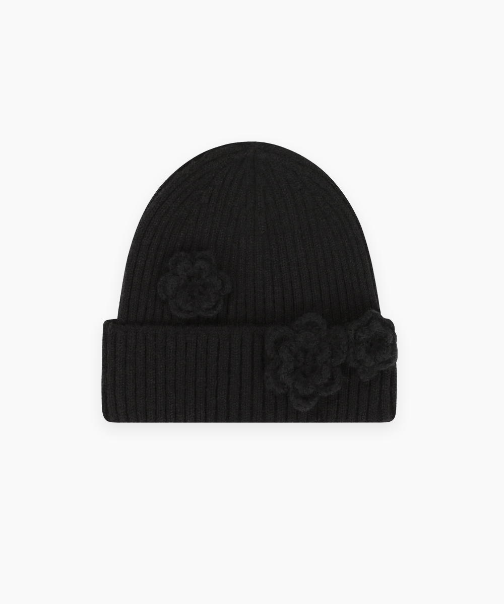 Flower Beanie (Black)
