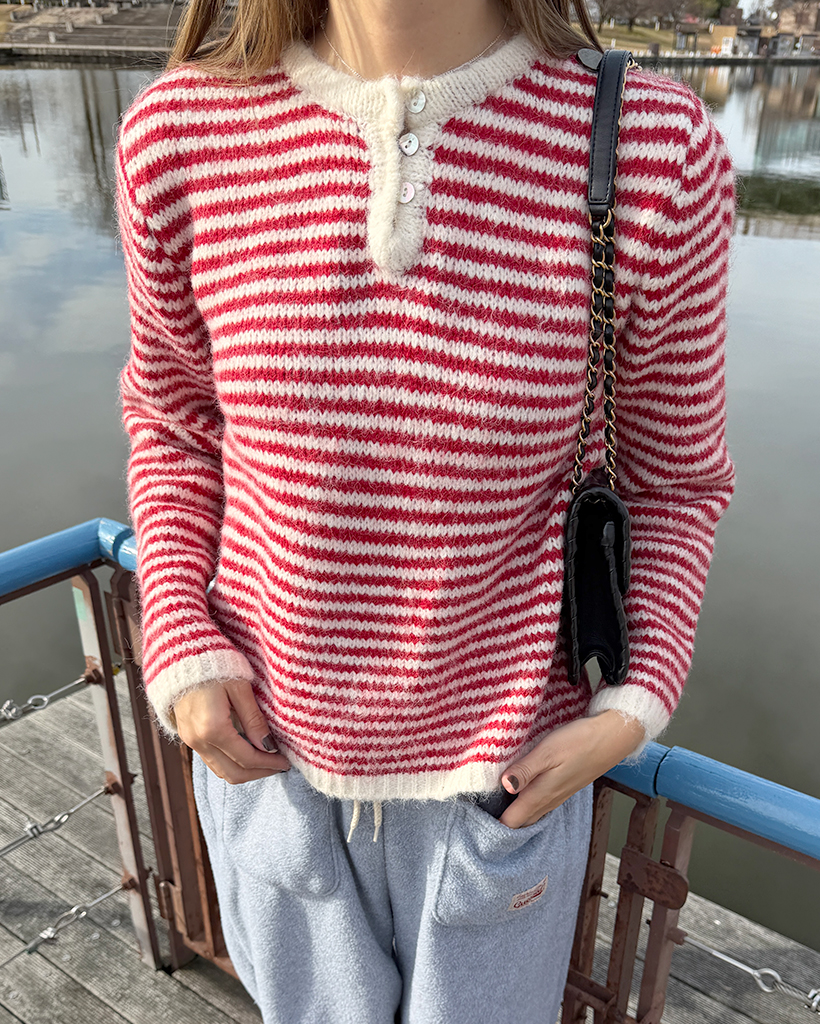 ハーフネックボーダーニット