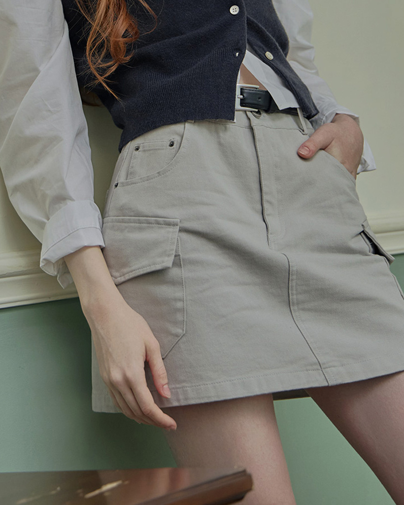 スエードアシンメトリーブラウンミニスカート | ファッション