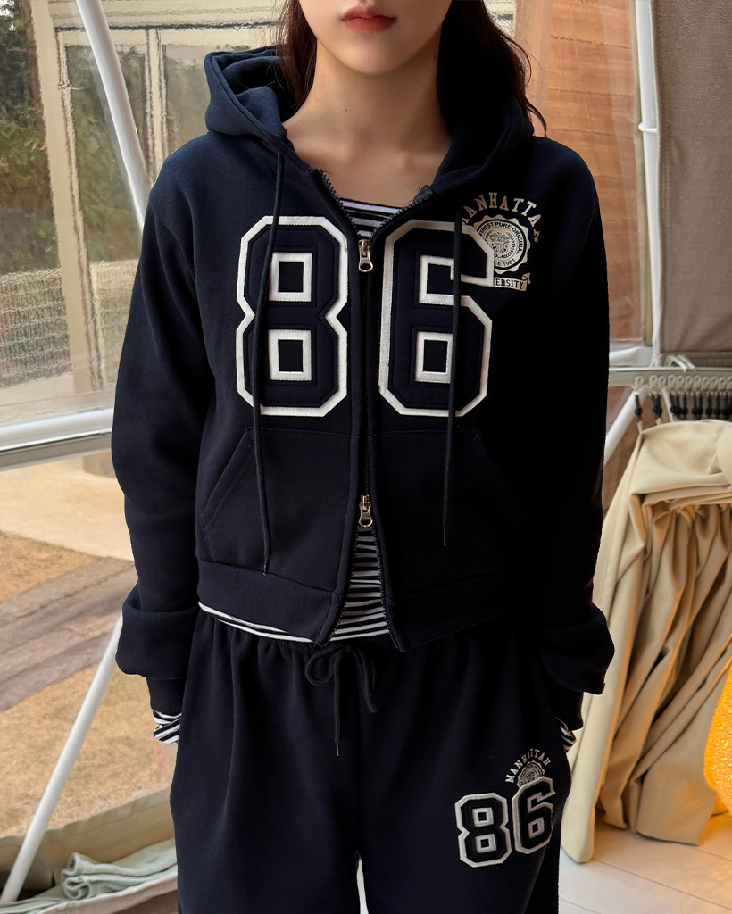 ナンバープリントフードジップパーカー