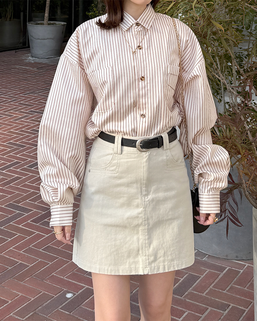 オーバーフィットストライプシャツ