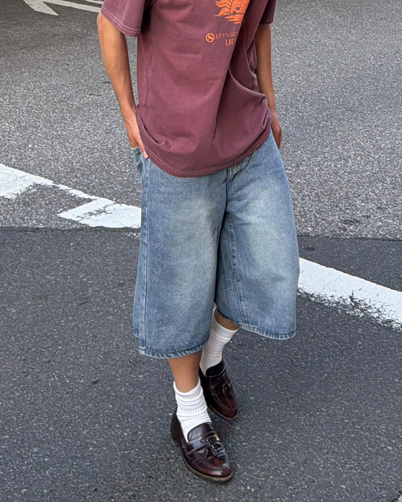 ウォッシュドデニムバミューダパンツ