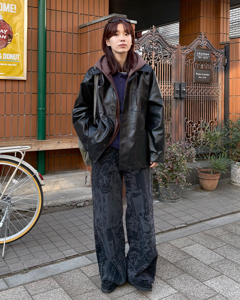 プリントベロアワイドパンツ