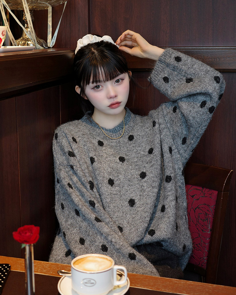 ラウンドネックドットニット