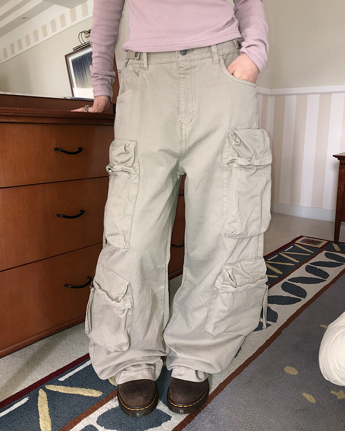 カーゴバックウエストゴムワイドパンツ