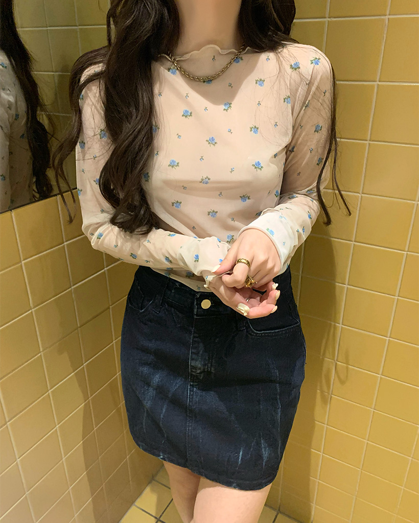 シアーフラワーロングTシャツ