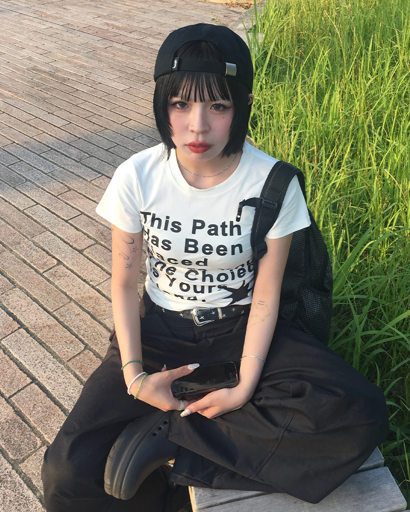 レタリングプリントハーフスリーブTシャツ