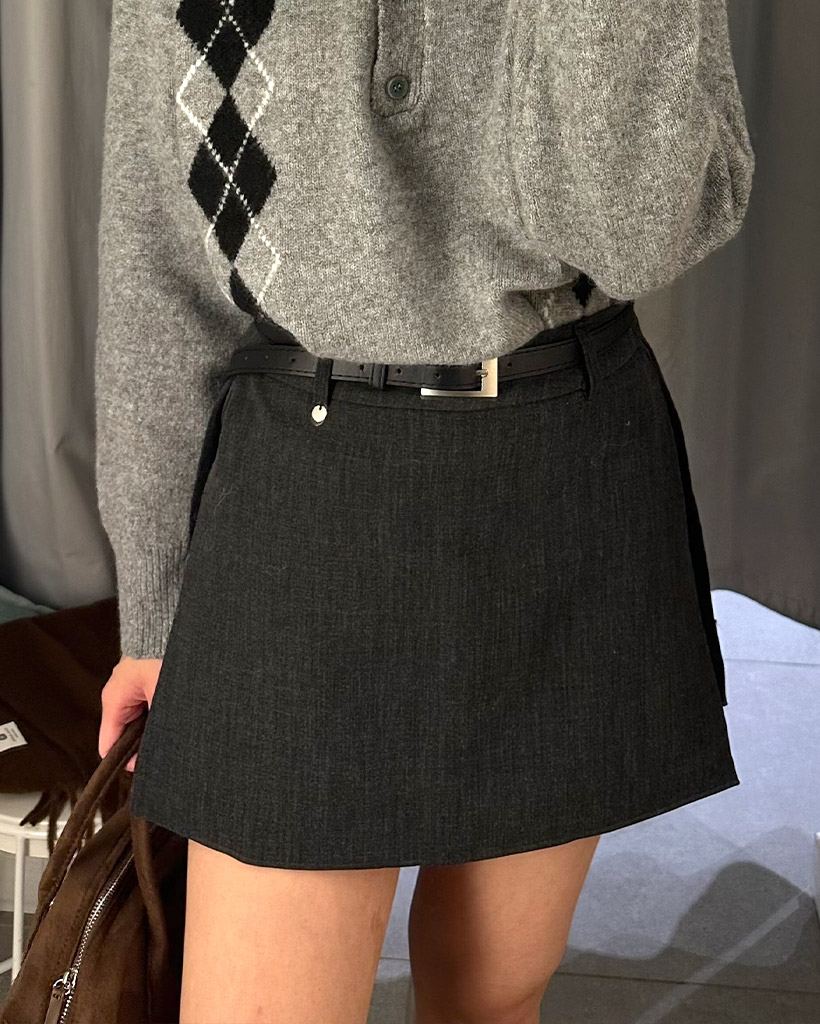 ベルトセットスリットミニスカート