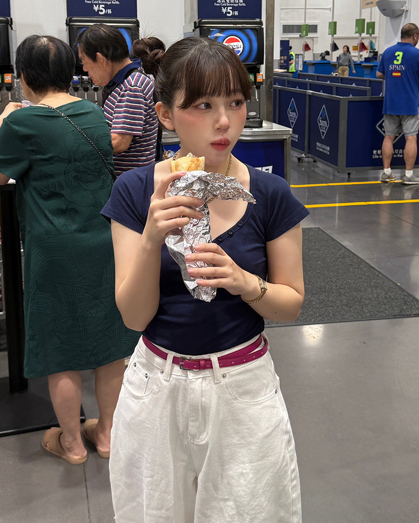 リブボタンクロップドTシャツ