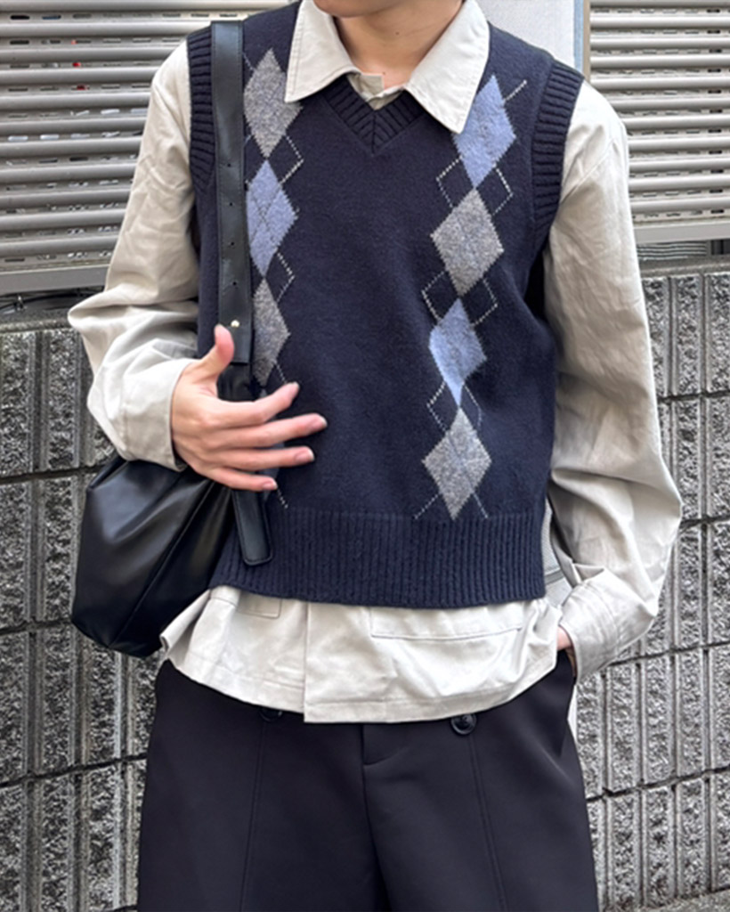 アーガイルニットベスト