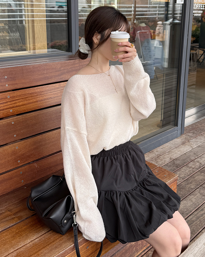 ボートネックルーズフィットニット