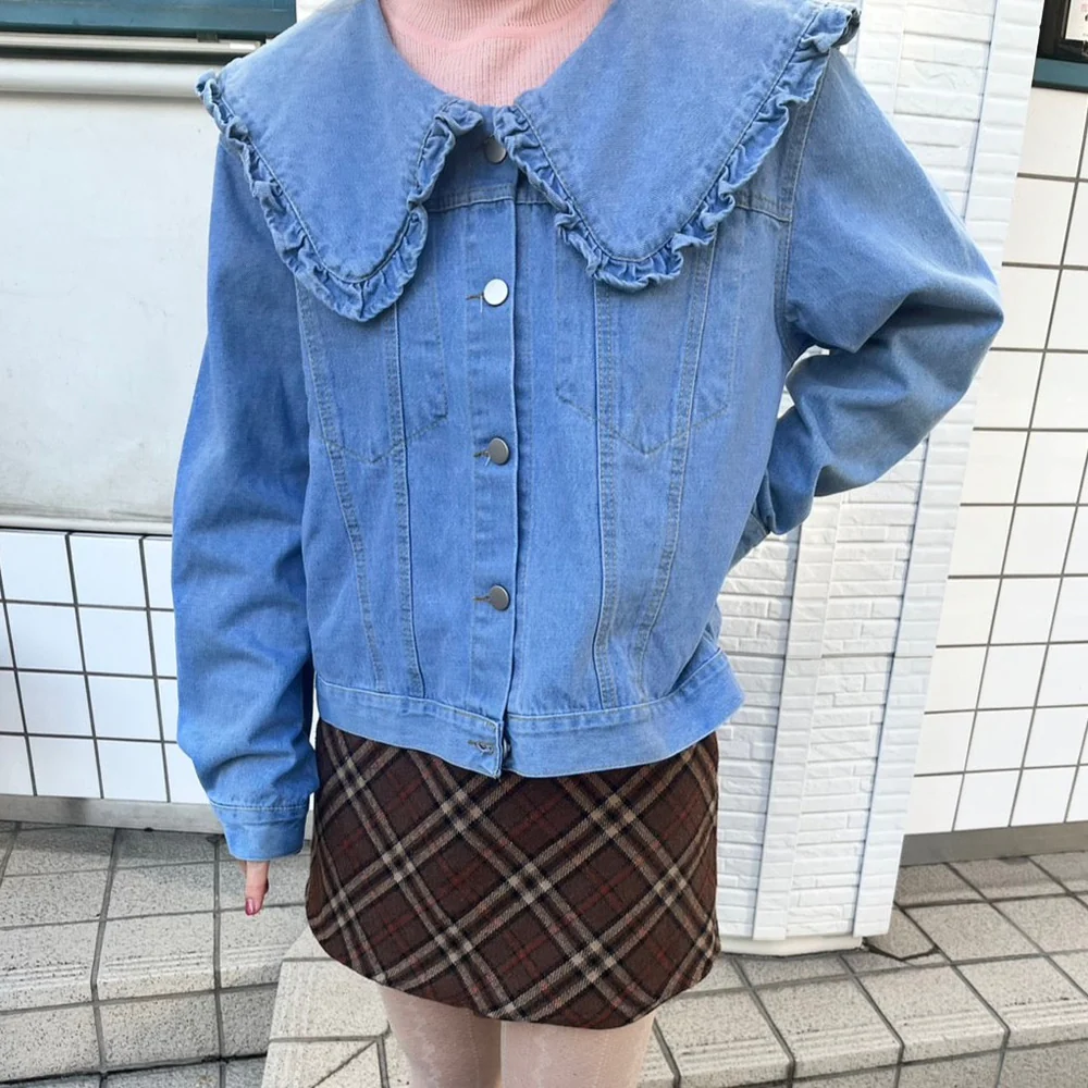 ビッグフリルカラーデニムジャケット | ファッション通販サイト NUGU