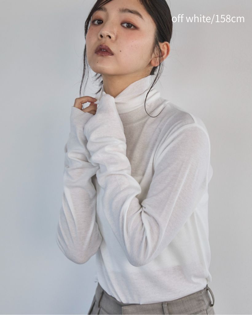 ウール混シアーハイネックロンTee