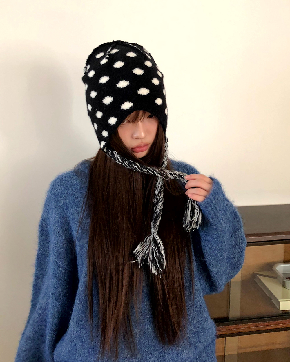 ドット耳あてニットビーニ/イヤーマフ