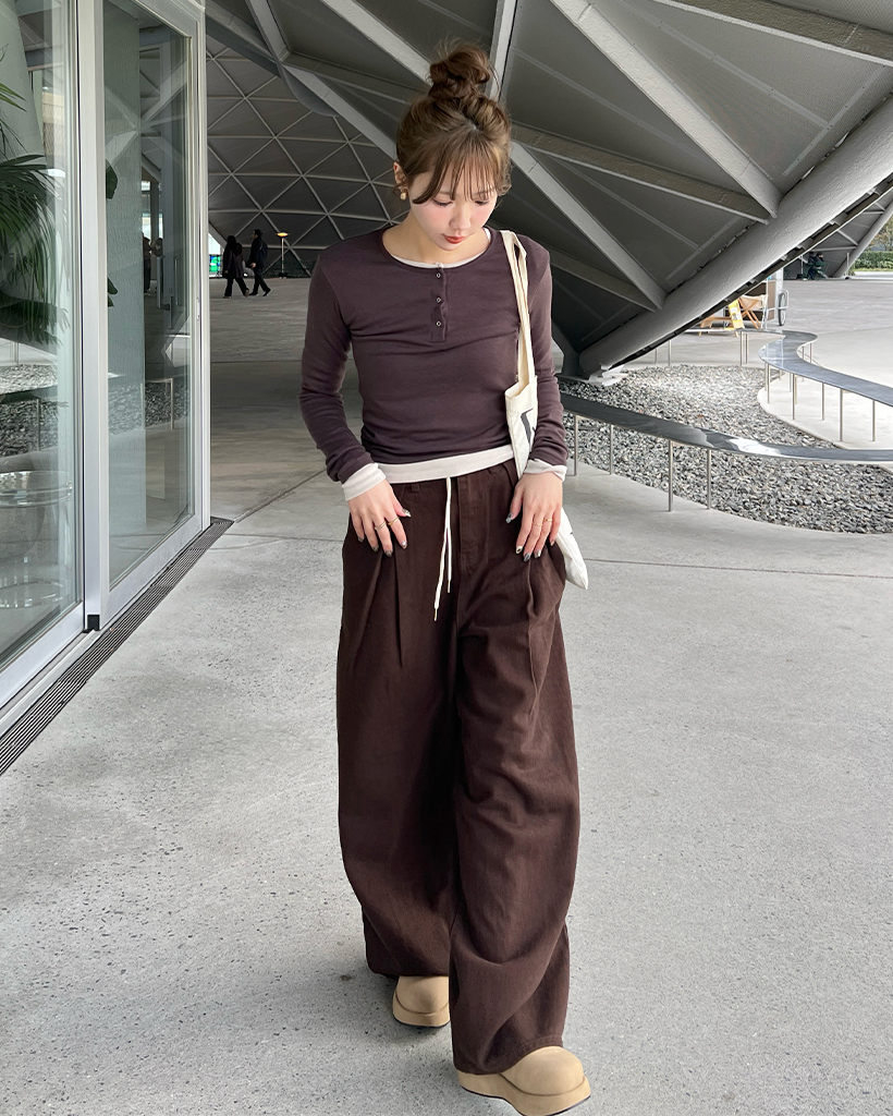 コットンピンタックワイドパンツ