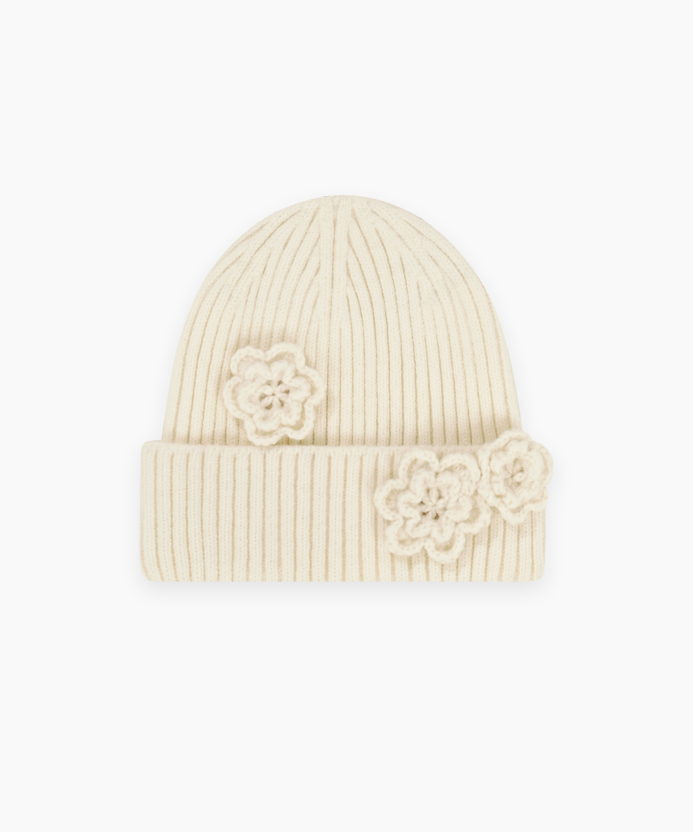 Flower Beanie (Cream)