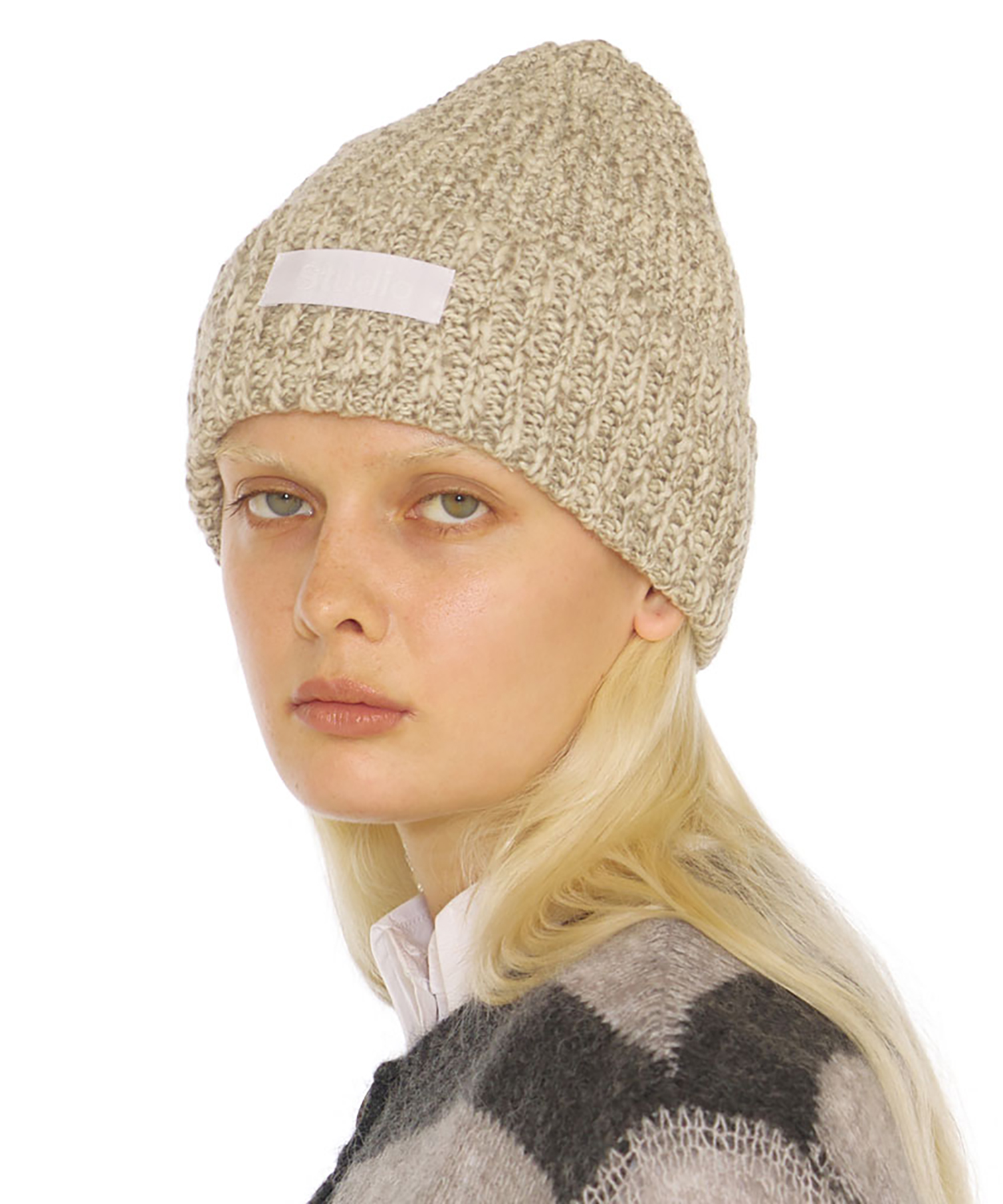 STRING EAR FLAP BEANIE / CASH MIX / RIB / ST BEIGE(冬 紐