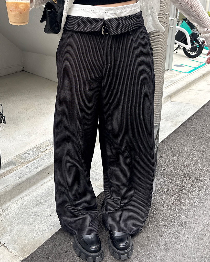 50s【極美品】スラックス トラウザー ストライプ ダークグレー 黒 50s【極美品】スラックス トラウザー ストライプ ダークグレー