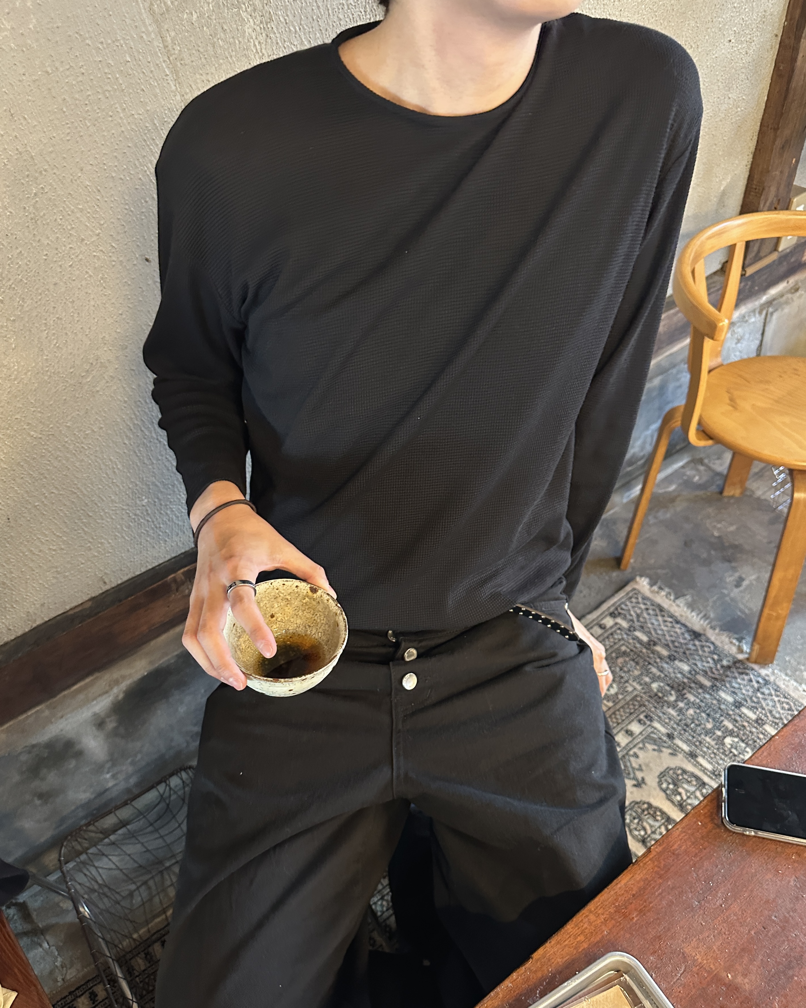 ワッフルセミクロップド ロンT