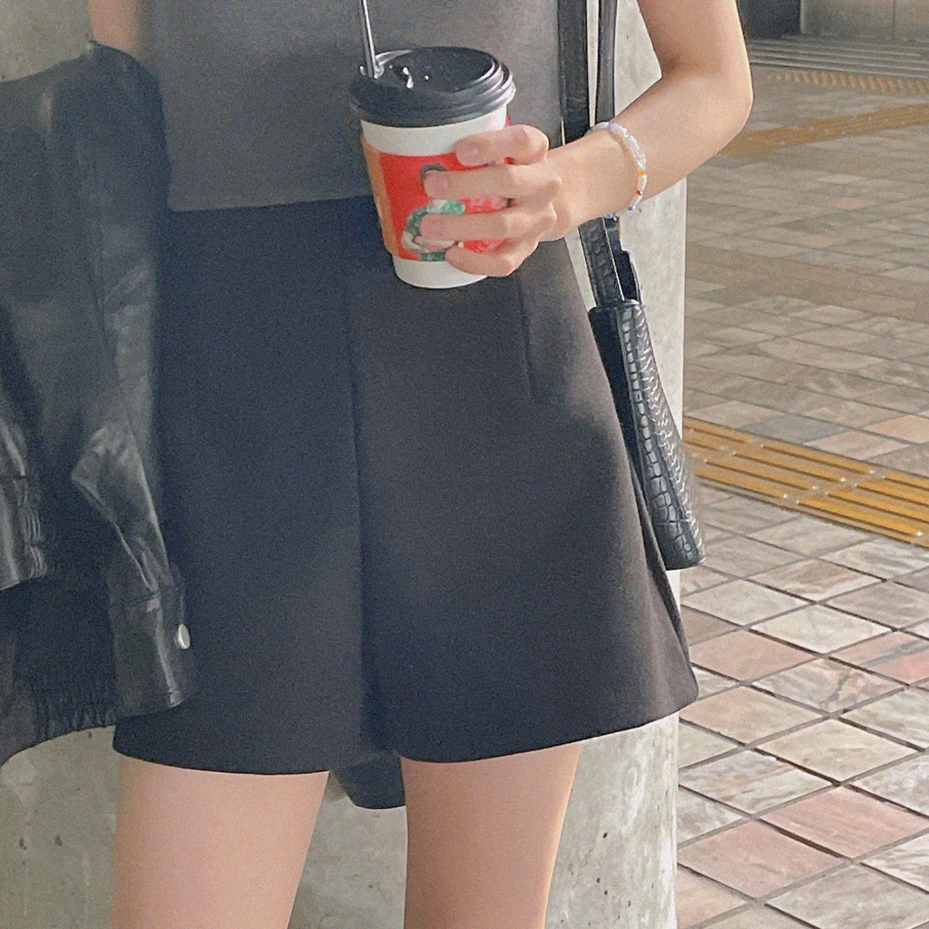 ウールハイウエストミニショートパンツ/ハーフパンツ