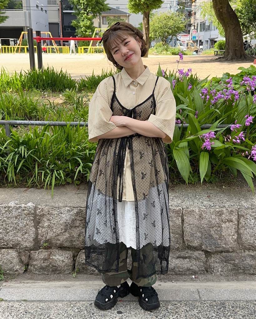 未使用タグ付 EIKO KONDO 異素材 シースルー メッシュ ワンピース L リボンシースルーレイヤードワンピース | ファッション通販サイト NUGU