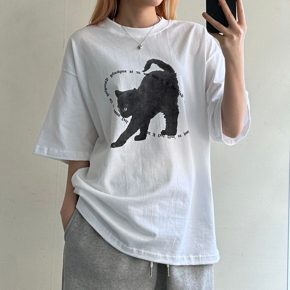 ユニセックス] 猫プリント半袖Tシャツ | ファッション通販サイト