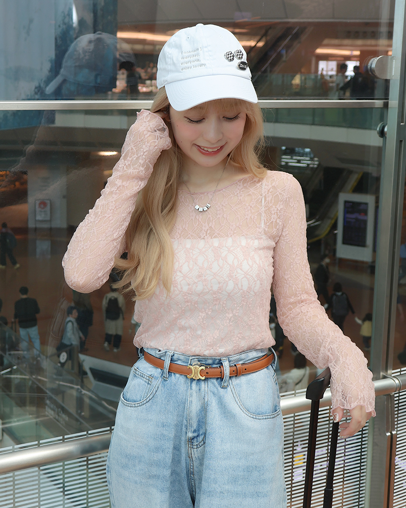 シースルーレースレイヤードTシャツ