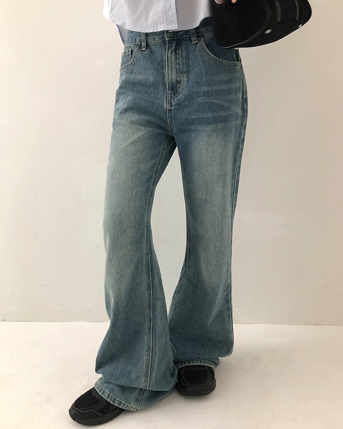 usaヴィンテージ ニュースペーパー　フレアパンツ hooked itimi ヴィンテージ フレア デニムパンツ | ファッション通販サイト NUGU