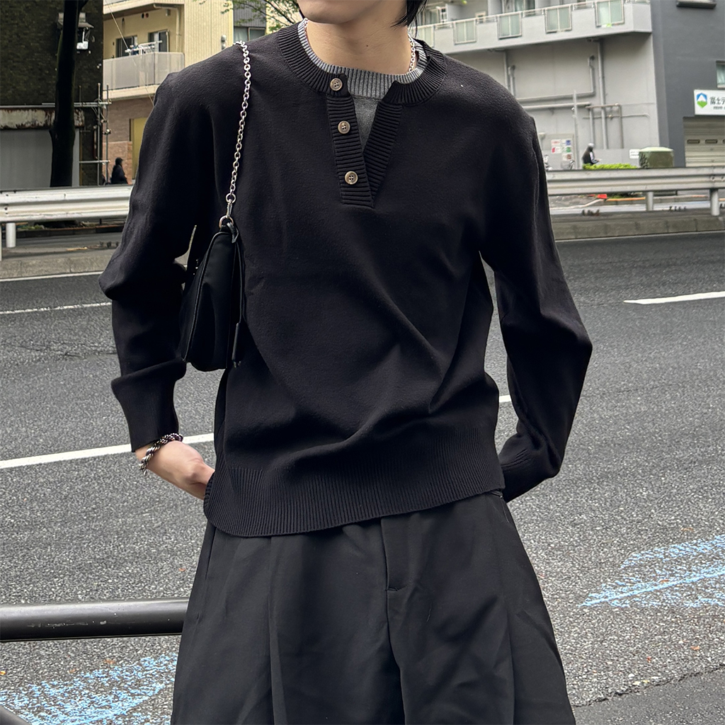 デイリーヘンリーネックニット | ファッション通販サイト NUGU