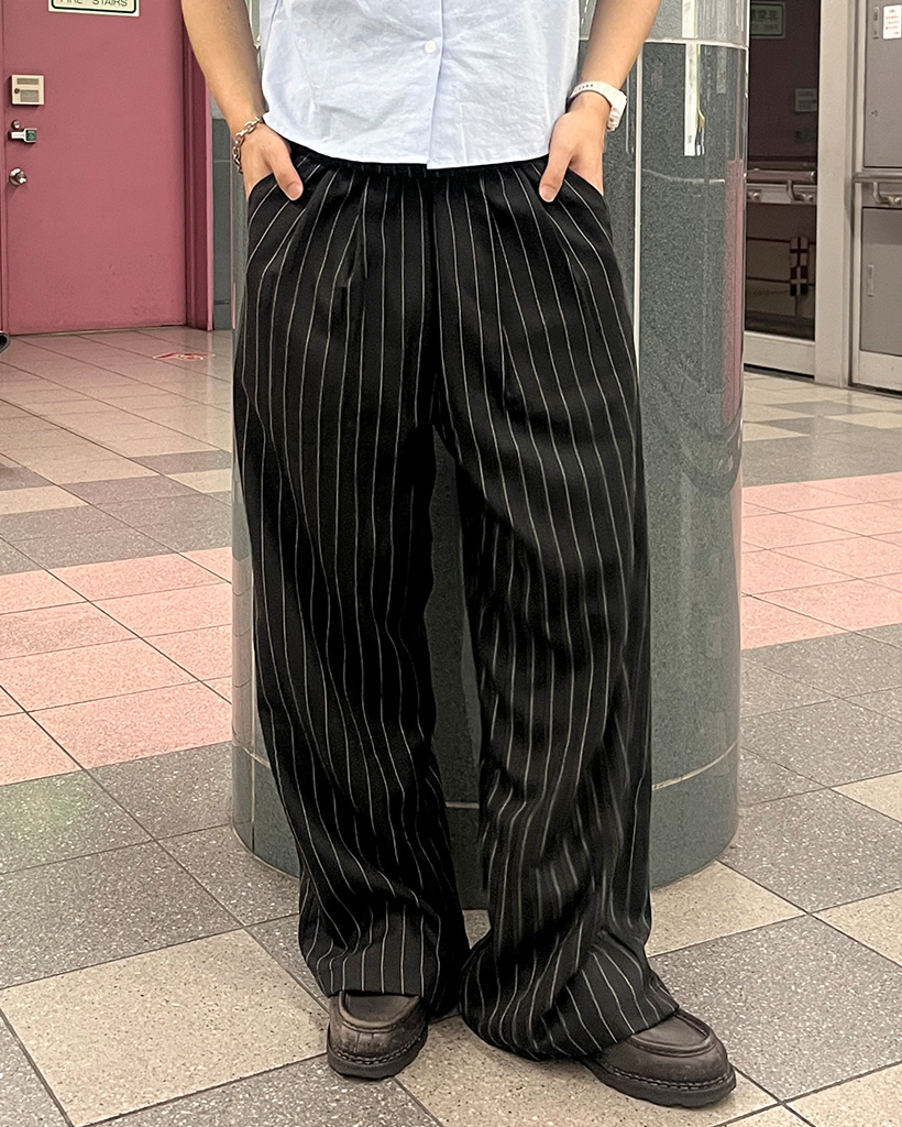 H BEAUTY&YOUTH ウールモヘアワイドスラックス ピンストライプ H BEAUTY&YOUTH ウールモヘアワイドスラックス ピンストライプ