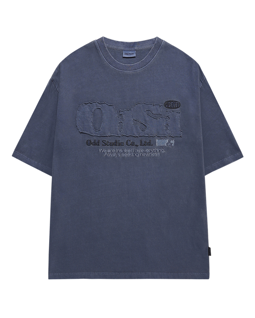 [K-POPアイドル着用] ODSD Pigment Damage T-shirt - navy