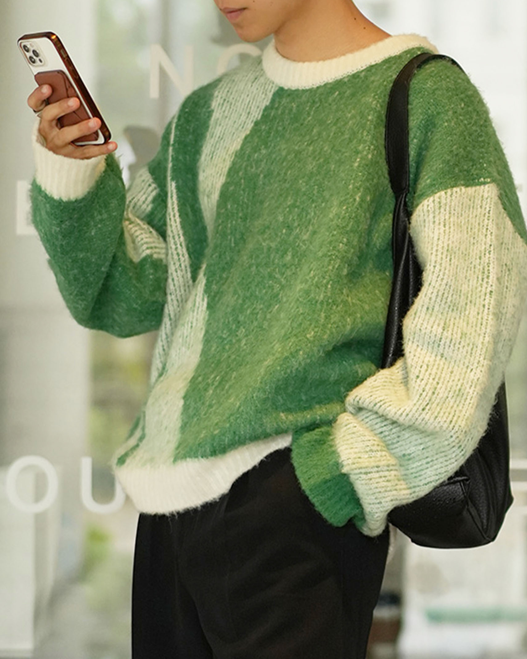 (ORIGINAL) アルパカアートワークブラシニット