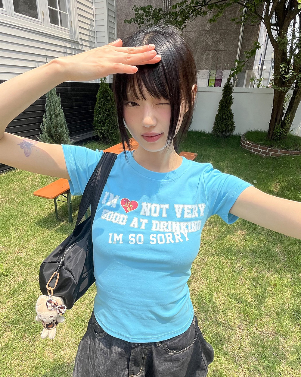 スリムレタリングプリント半袖Tシャツ