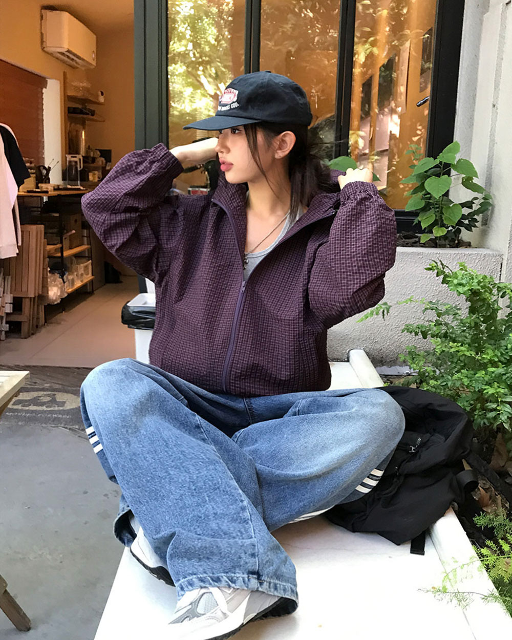 リトル フード付きチェックウィンドブレーカー | ファッション通販