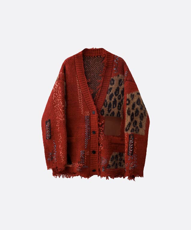 パッチワークブロークンフリンジカーディガン | ファッション