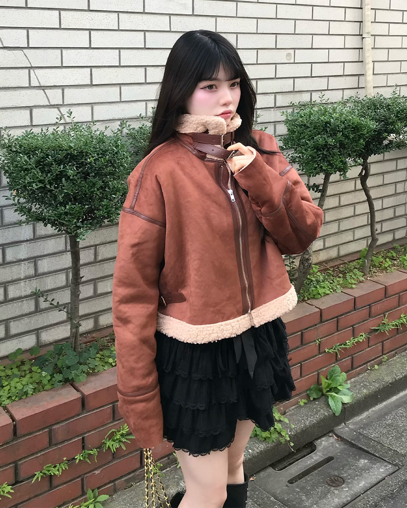 ファーカラームートンジャケット | ファッション通販サイト NUGU