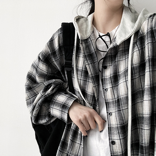 チェックオーバーフード付きシャツ | ファッション通販サイト NUGU