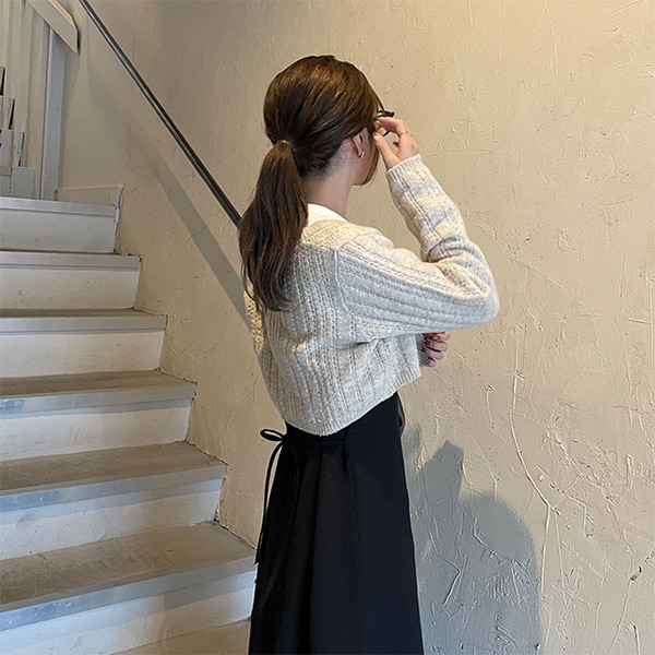 リボンストラップクロップドカーディガン | ファッション通販