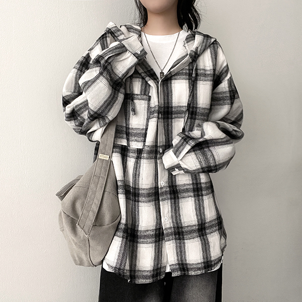 ストリングチェックアノラックフードパーカー | ファッション通販