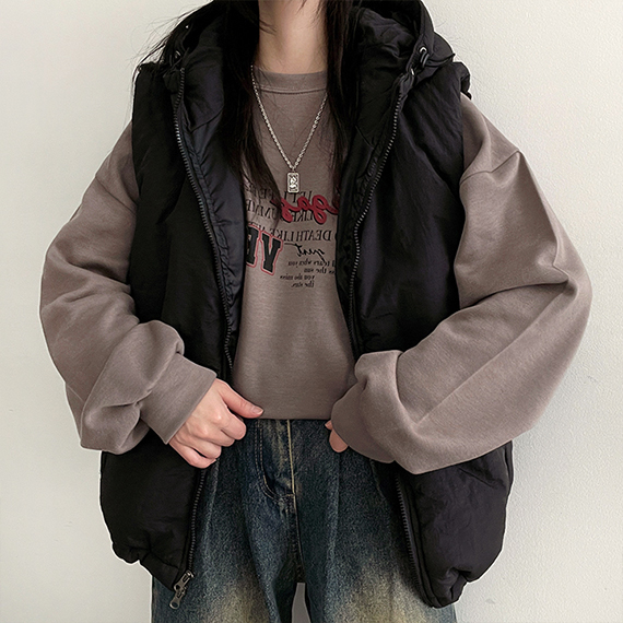 MCDフード付きダウンベスト(ブラック) RVCA ダウンベスト ベスト メンズ PUFFER VEST ジャケット