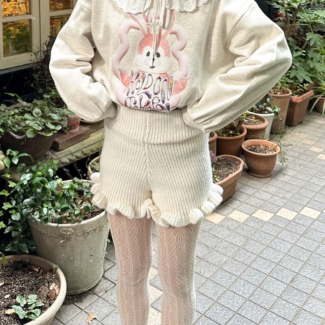 ★新品★Rene★パール ニット ショートパンツ★36★ホワイト★ 1291e6a7517261e153f6f3ba6fb6ca