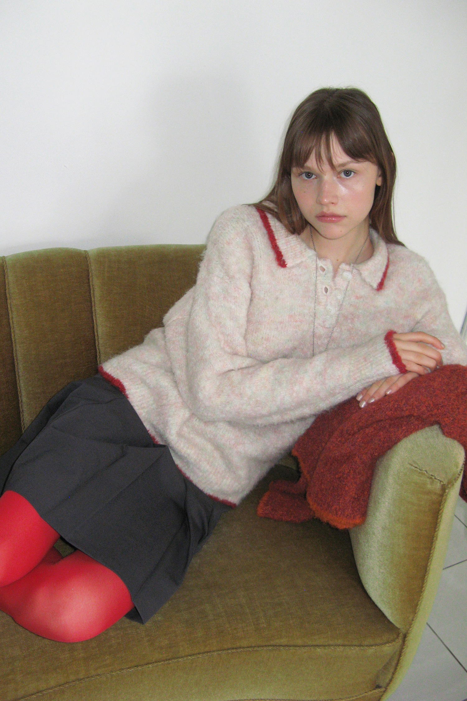 Mixed Boucle Collar Knit (Candy)