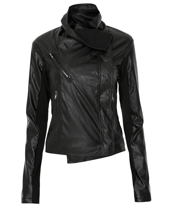 influencer pick] Asymmetrical Biker Leather Jacket (FL-047_Leather