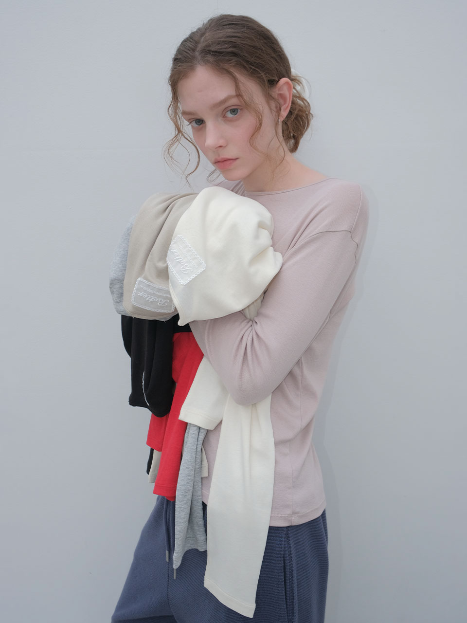 Lace label longsleeve T-shirt [KNSS07TS11]_Pink