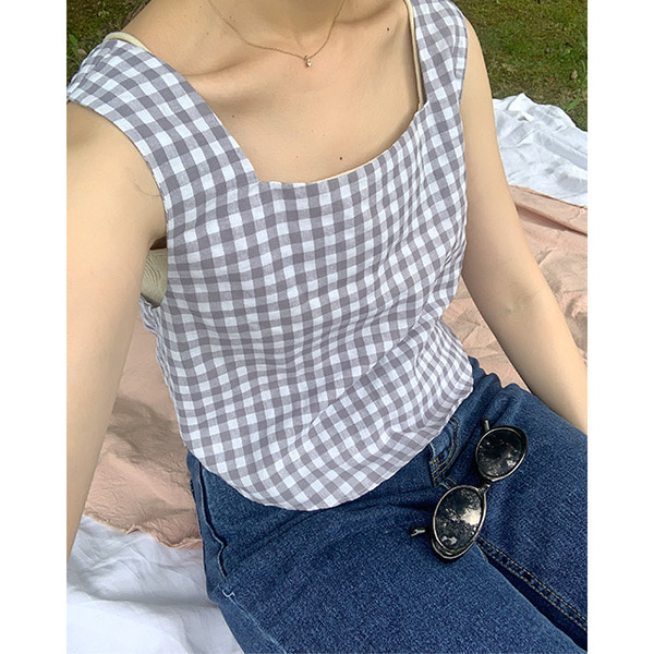 ギンガムチェックノースリーブT | ファッション通販サイト NUGU